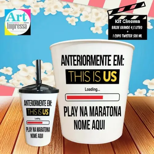 Kit Cinema Individual This Is Us Balde 4,5L + Copo Twister Presente