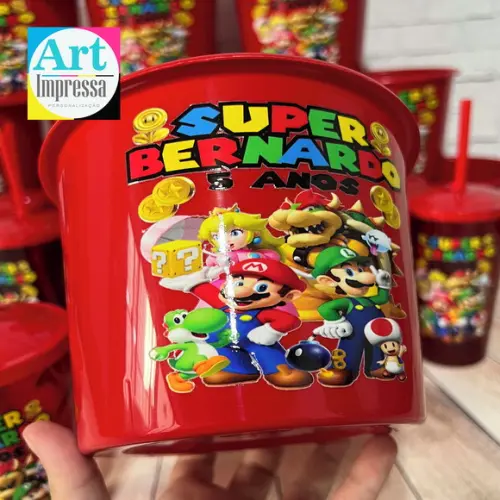 Kit Cinema Lembrancinha Personalizado Mario Bros