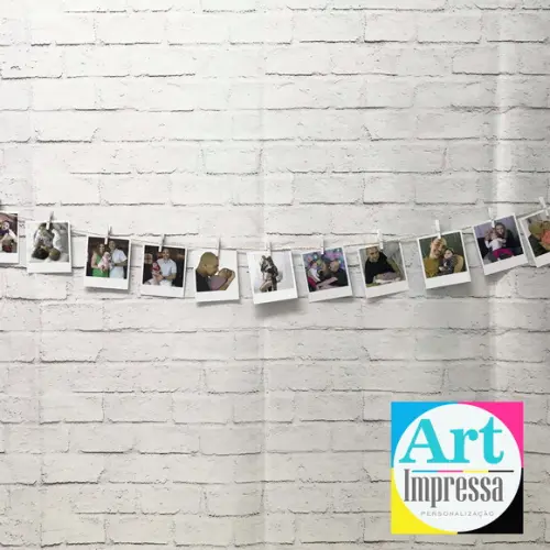 Kit 12 Mini Polaroids com Varal + Pregadores