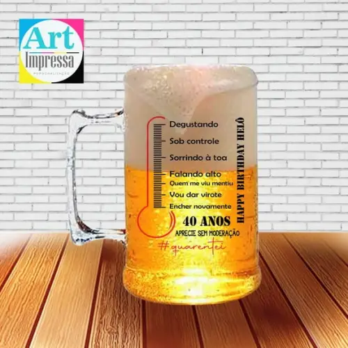 Kit com 50 Canecas de Chopp Acrílica Personalizada Aniversário Adulto 500ml Lembrancinha