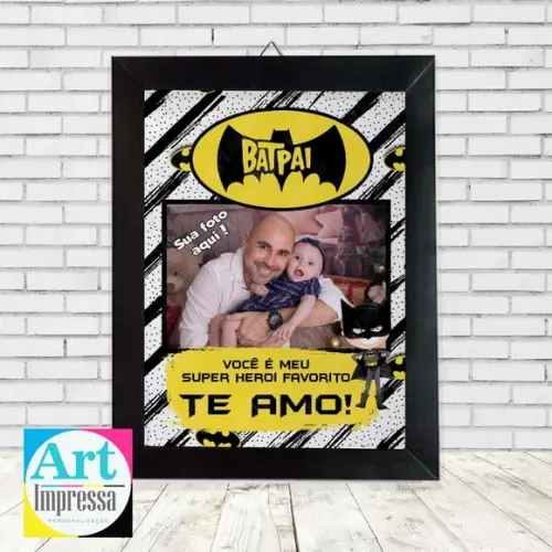Quadro Dia dos Pais Personalizado com Foto A4 Moldura Madeira