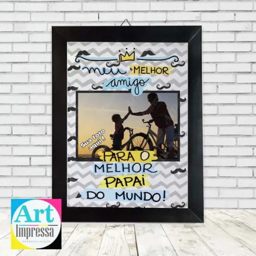 Quadro Dia dos Pais com Foto Melhor Pai do Mundo