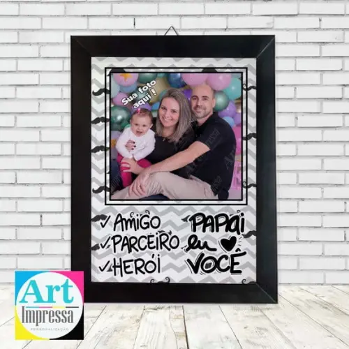 Quadro Dia dos Pais com Foto Pai Amigo, Parceiro