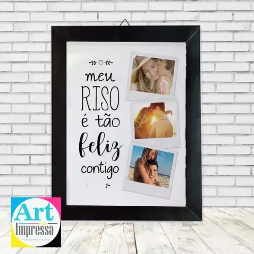Quadro Meu Riso É Tão Feliz Contigo com Fotos Personalizado