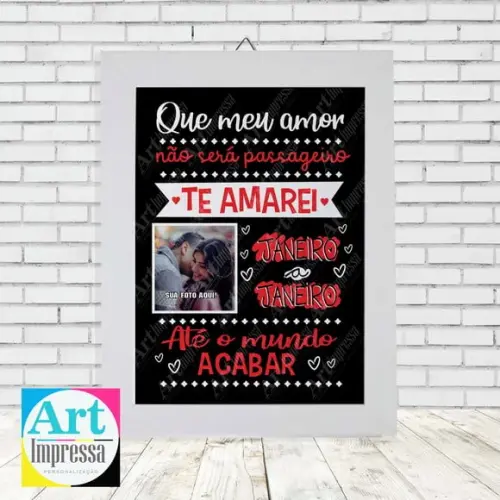 Quadro Personalizado com Foto Casal Te Amarei Janeiro a Janeiro