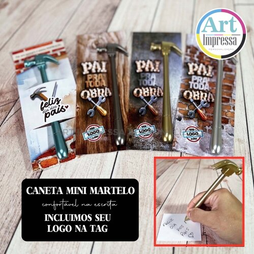 Caneta Mini Martelo com Tag Dia dos Pais