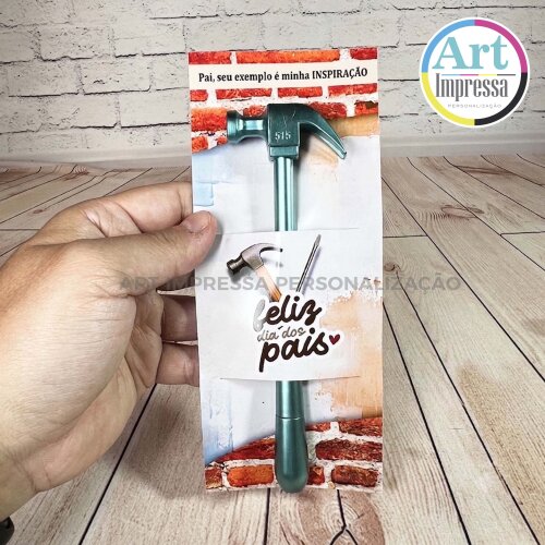 Caneta Mini Martelo com Tag Dia dos Pais