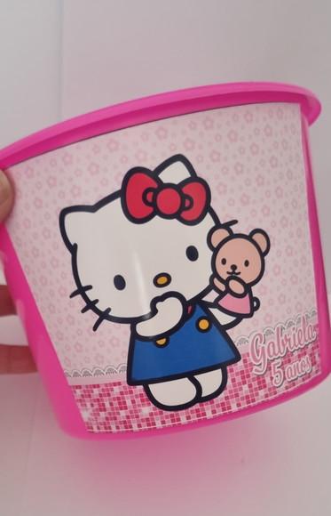 Balde de Pipoca Personalizado Hello Kitty e Dear Daniel