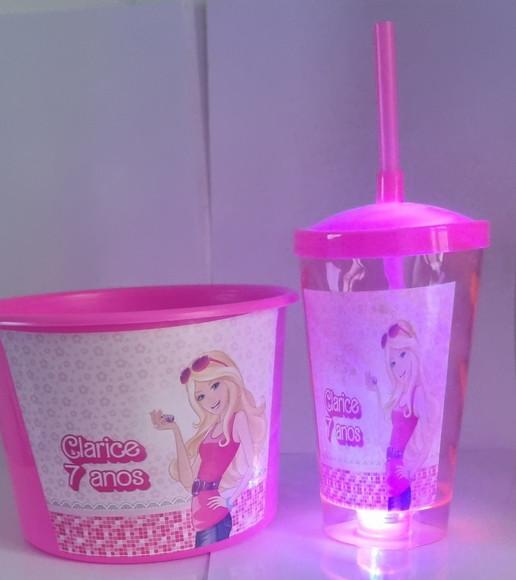 Kit Cineminha Barbie e Ken com Copo com Led