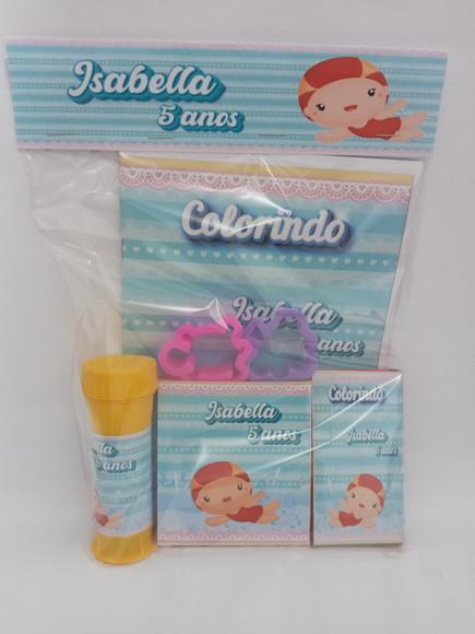 Kit Colorir com Massinha e Bolinha de Sabão Natação