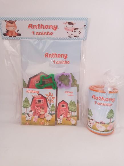 Kit Colorir com Massinha e Cofrinho Fazendinha Aquarelada