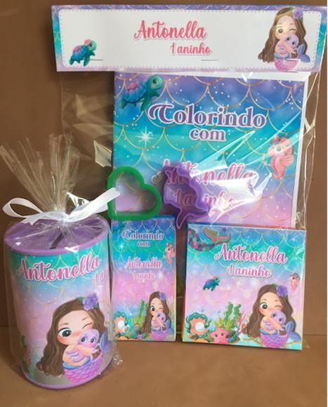 Kit Colorir com Massinha e Cofrinho Sereia