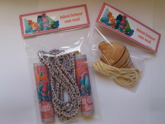 Kit Corda Personalizada e Pião Trolls