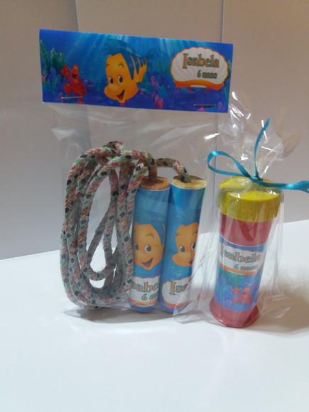 Kit Corda Personalizada e Bolinha de Sabao Pequena Sereia