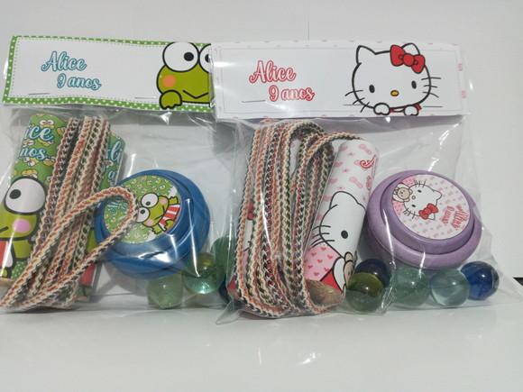 Kit Corda Personalizada Ioio e Bolinha de Gude Hello Kitty