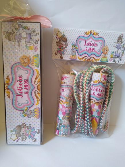Kit Domino e Corda Personalizado Circo Rosa