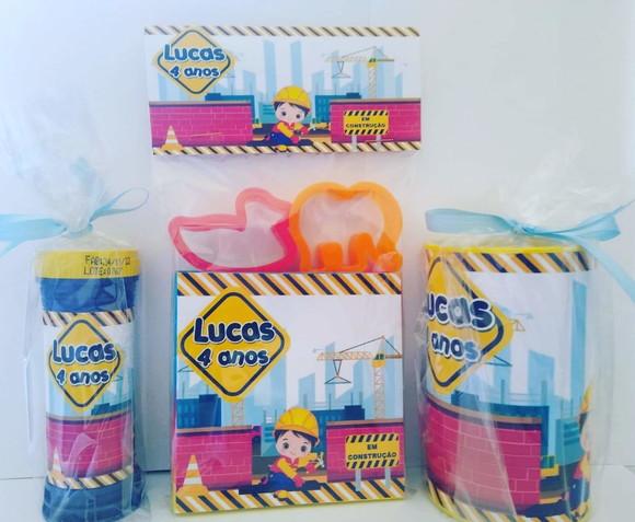 Kit Massinha Bolinha de Sabão e Cofrinho Festa Construtor