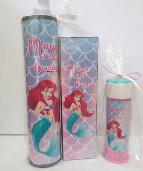 Kit Pega Vareta Domino e Bolinha de Sabão Pequena Sereia