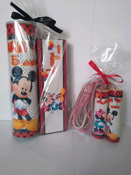 Kit Pega Vareta Dominó e Corda Personalizada Mickey e Minnie