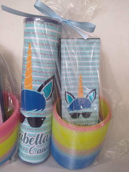 Kit Pega Vareta Dominó e Mola Personalizada Unicornio