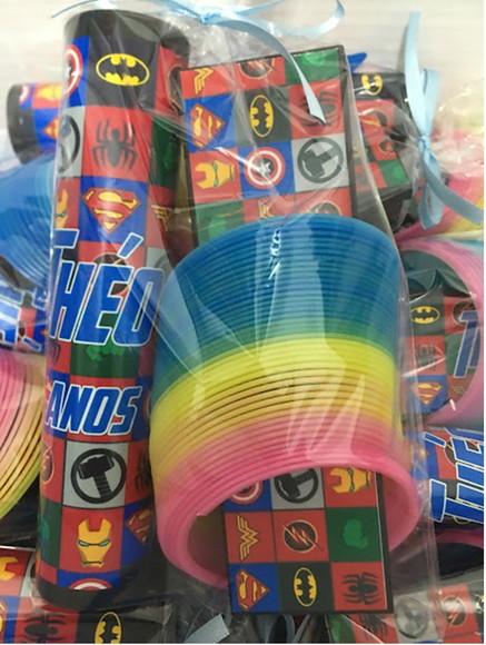 Kit Pega Vareta Dominó e Mola Personalizada Super Herois