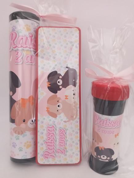 Kit Pega Vareta Domino e Bolinha de Sabão Cachorrinho