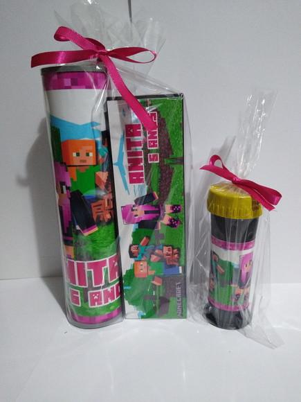 Kit Pega Vareta Domino e Bolinha de Sabão Minecraft