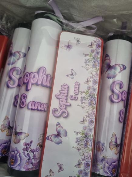 Kit Pega Vareta e Domino Personalizado Borboletas Lilas