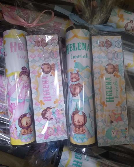 Kit Pega Vareta e Domino Personalizado Circo Aquarelado
