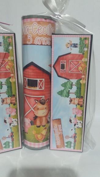 Kit Pega Vareta e Domino Personalizado Fazendinha Aquarelada