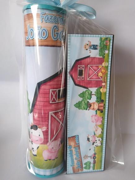 Kit Pega Vareta e Domino Personalizado Fazendinha Aquarelada
