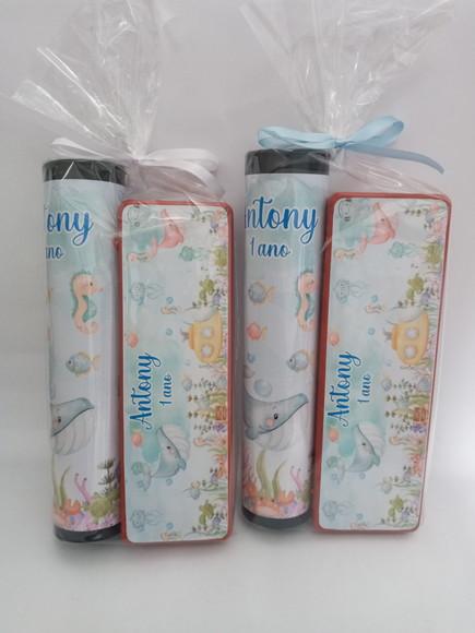 Kit Pega Vareta e Domino Personalizado Fundo do Mar
