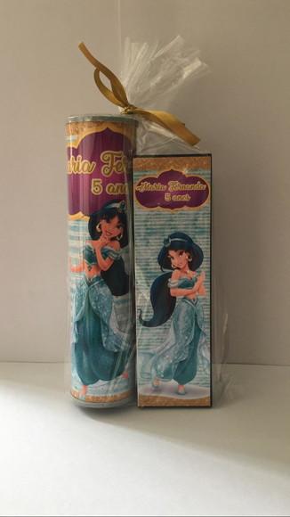 Kit Pega Vareta e Domino Personalizado Princesa Jasmine