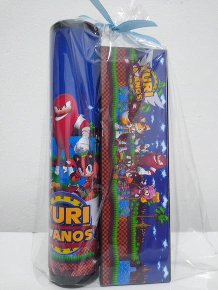 Kit Pega Vareta e Domino Personalizado Sonic
