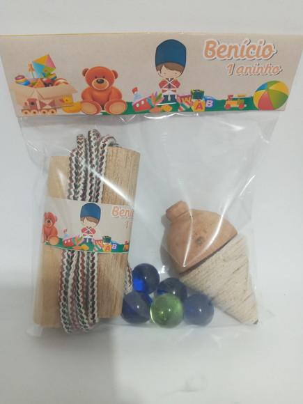 Kit Pião Corda e Bolinha de Gude Brinquedos