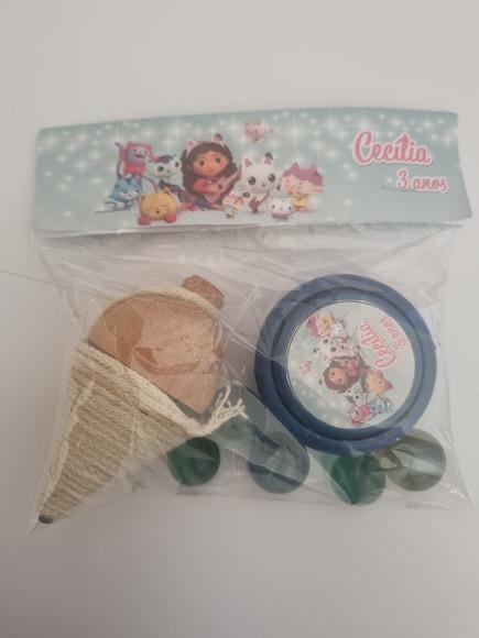 Kit Pião e Ioio Bolinha de Gude Casa Magica Gaby