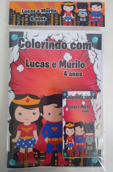 Livro de Colorir c/ Giz Super Herois Cute