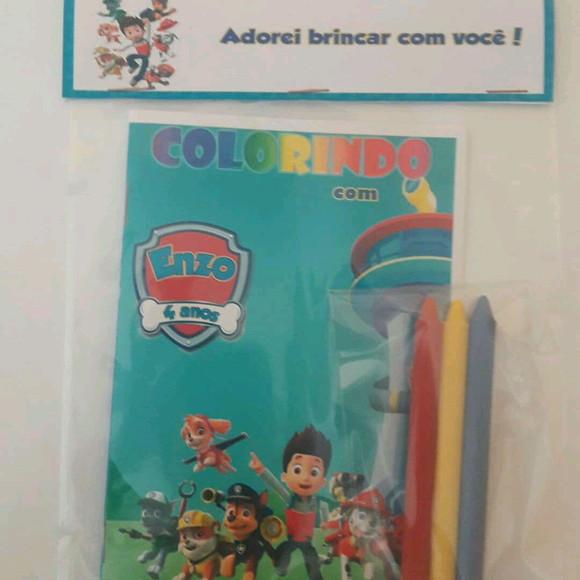 Mini Livro de Colorir c/ 3 Giz Patrulha Canina