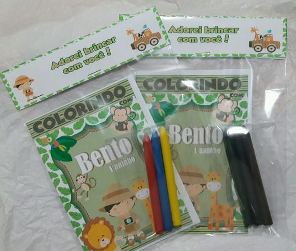 Mini Livro de Colorir c/ 3 Giz Safari