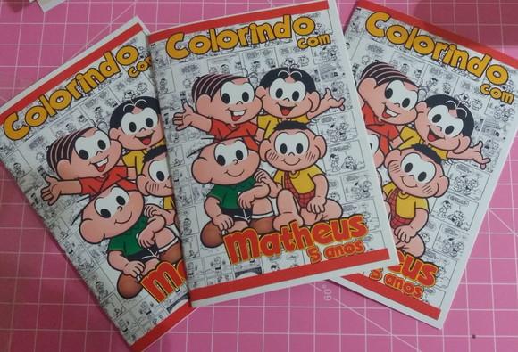 Mini Livro de Colorir c/ 3 Giz Turma da Monica