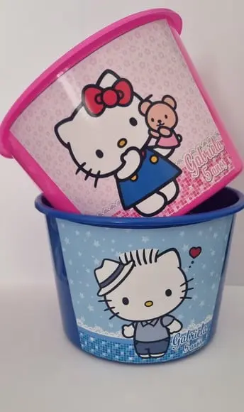 Balde de Pipoca Personalizado Hello Kitty e Dear Daniel