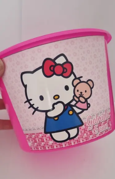 Balde de Pipoca Personalizado Hello Kitty e Dear Daniel