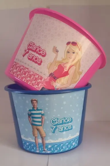 Balde de Pipoca Personalizado Barbie e Ken