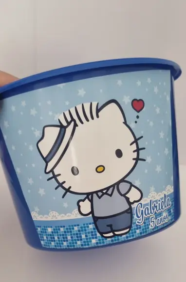 Balde de Pipoca Personalizado Hello Kitty e Dear Daniel