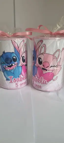 Cofrinho Personalizado Stitch e Angel