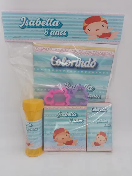 Kit Colorir com Massinha e Bolinha de Sabão Natação