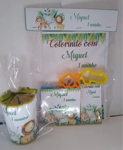 Kit Colorir com Massinha e Cofrinho Safari
