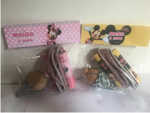 Kit Corda Personalizada e Pião Mickey e Minnie