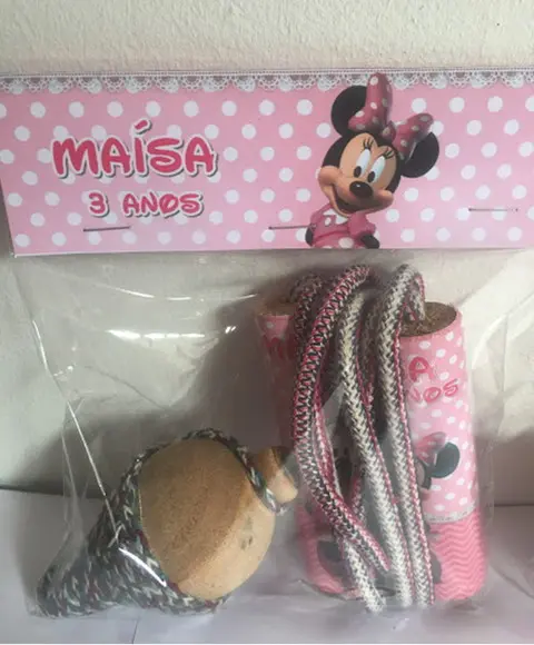 Kit Corda Personalizada e Pião Mickey e Minnie