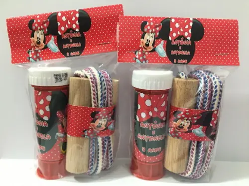Kit Corda de Pular e Bolinha de Sabão Minnie